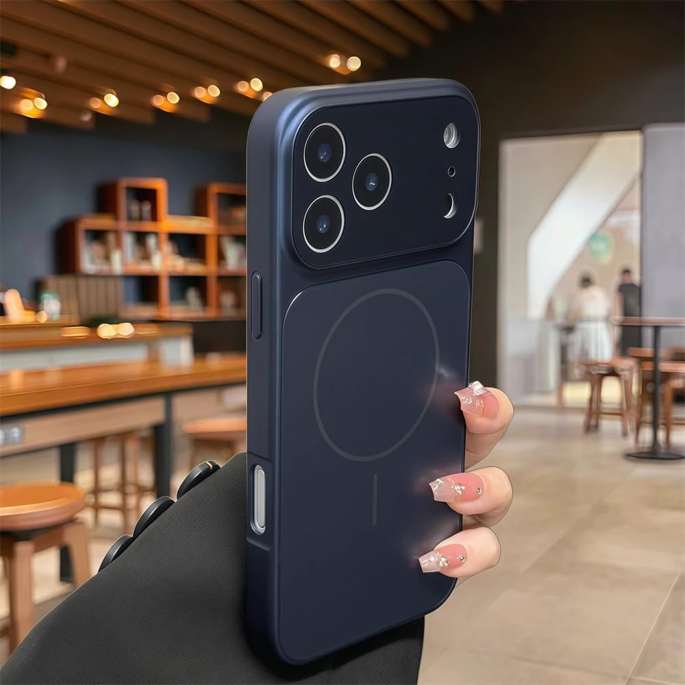 Premium Matte AG Glass Converter Case to iPhone 17 Pro Max, Aesthetic MagSafe Converter Back Cover (Deep Blue)