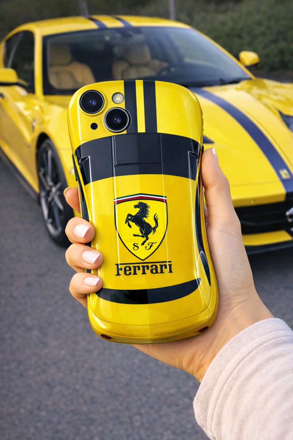 Premium Luxury Super Sports Car Phone Case Automotive Curvy 3D Racing Back Cover For Car Enthusiast - Speed Yellow