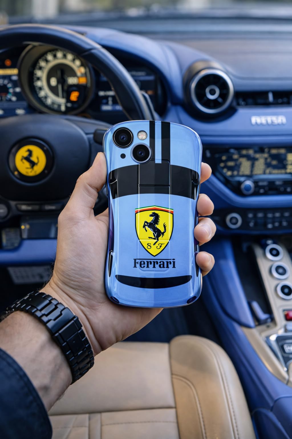 Premium Luxury Super Sports Car Phone Case Automotive Curvy 3D Racing Back Cover For Car Enthusiast - Blue