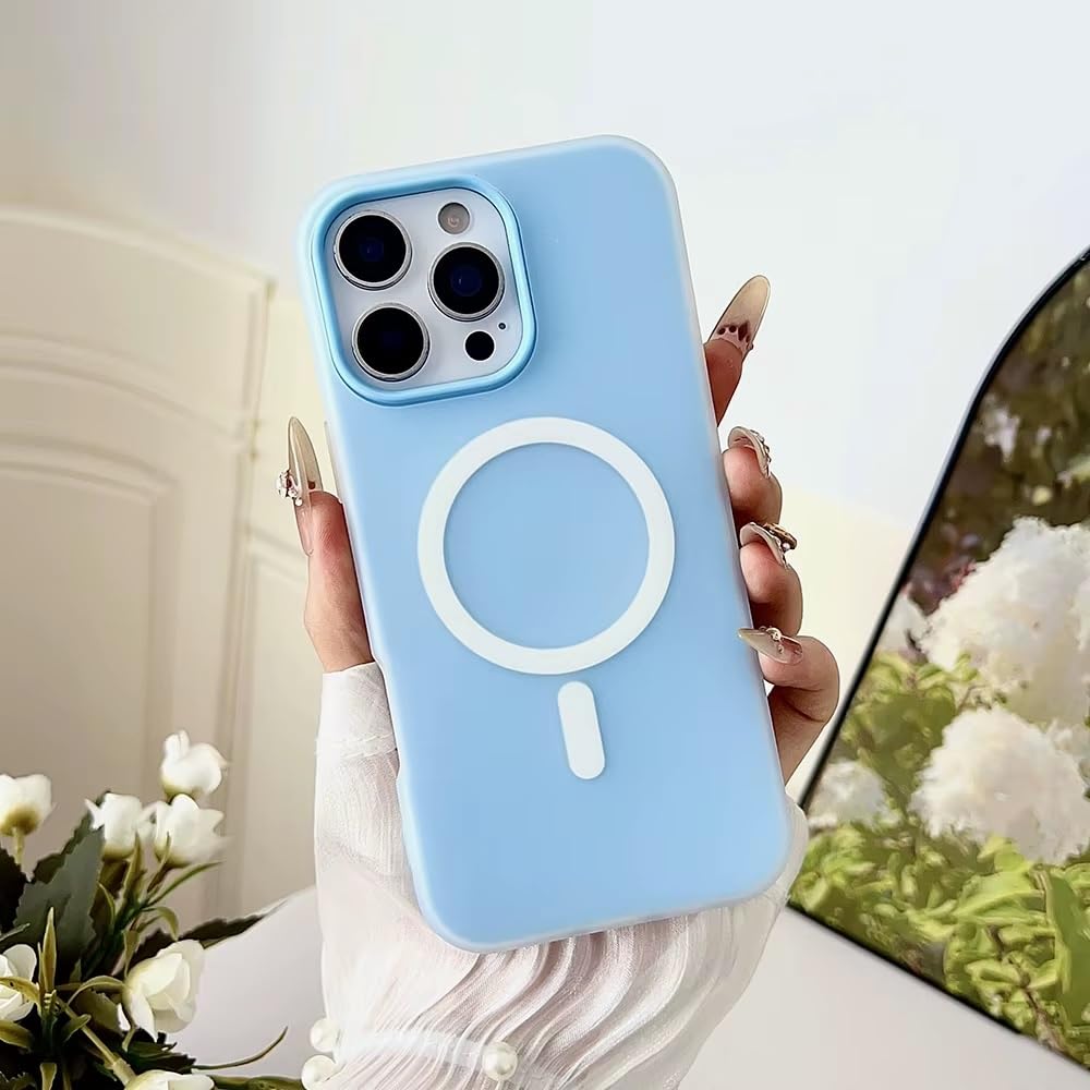 Detachable 2-in-1 Ultra-Hybrid Translusent Neon Back Case Magnetic Magsafe Charging Compatible Pastel Slim Cover - Blue