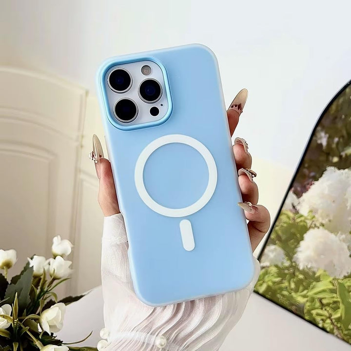 Detachable 2-in-1 Ultra-Hybrid Translusent Neon Back Case Magnetic Magsafe Charging Compatible Pastel Slim Cover - Blue