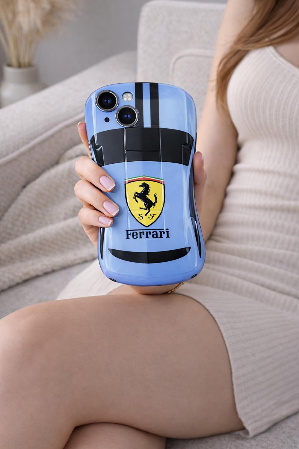 Premium Luxury Super Sports Car Phone Case Automotive Curvy 3D Racing Back Cover For Car Enthusiast - Blue