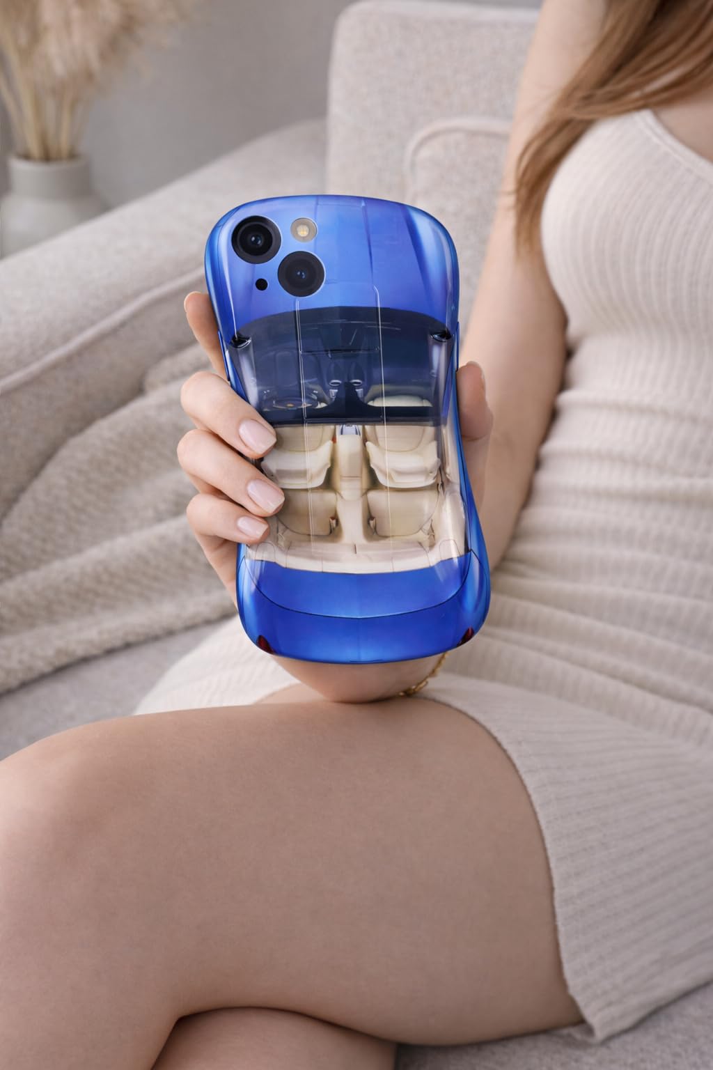 Premium Luxury Super Sports Car Phone Case Automotive Curvy 3D Racing Back Cover For Car Enthusiast - Mist Blue