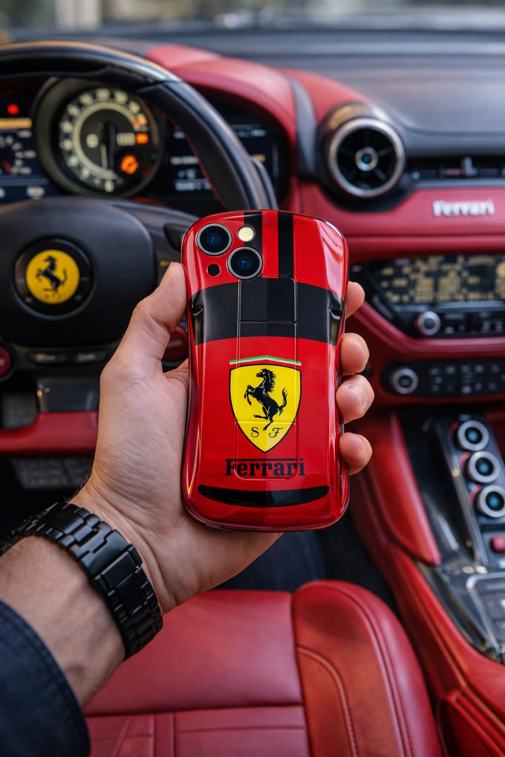 Premium Luxury Super Sports Car Phone Case Automotive Curvy 3D Racing Back Cover For Car Enthusiast - Speed Red