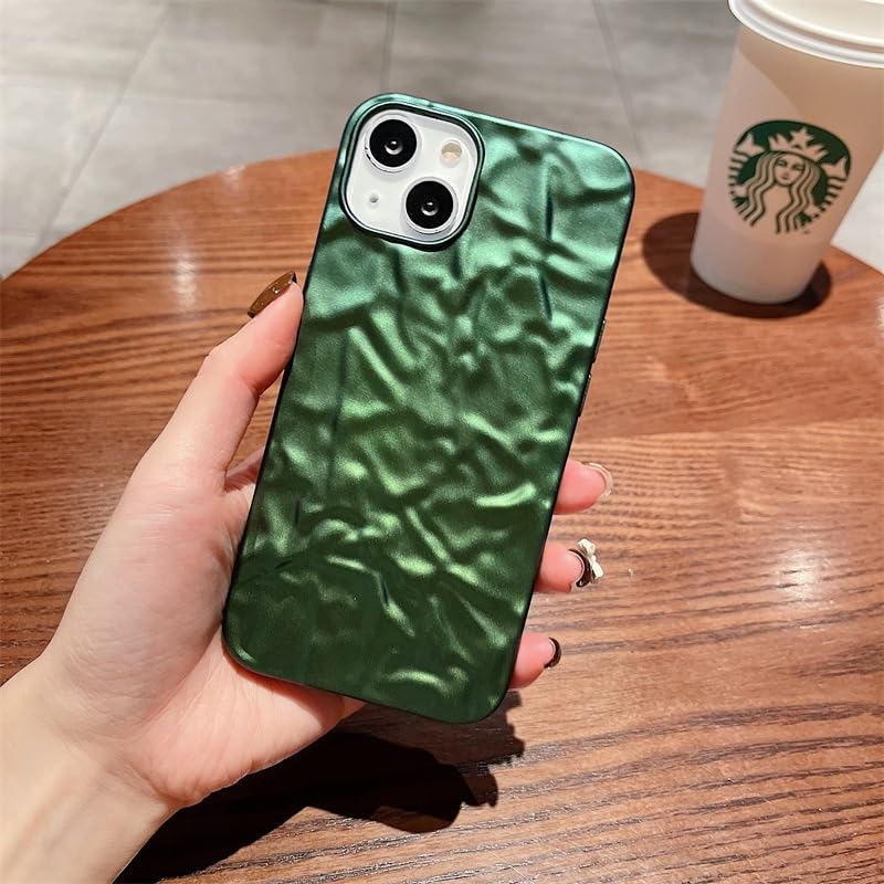 3D Foil Pleated Designer Wrinkle Glitter Sparkly Fashion Cover - Shinny Green