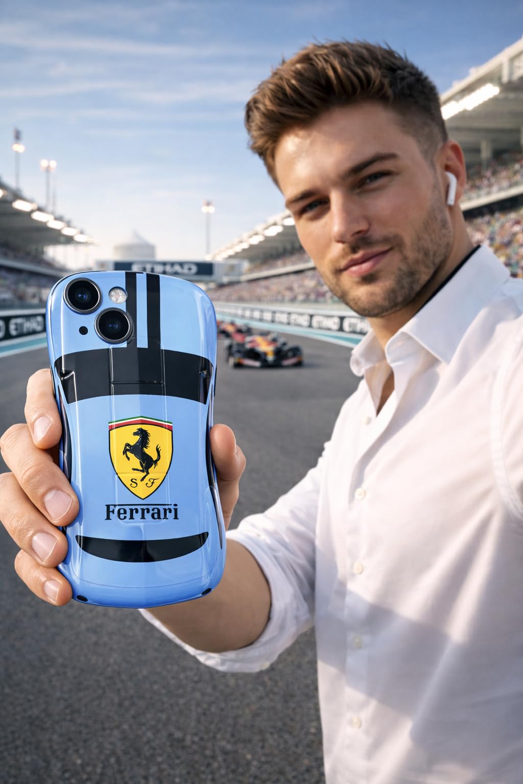 Premium Luxury Super Sports Car Phone Case Automotive Curvy 3D Racing Back Cover For Car Enthusiast - Blue