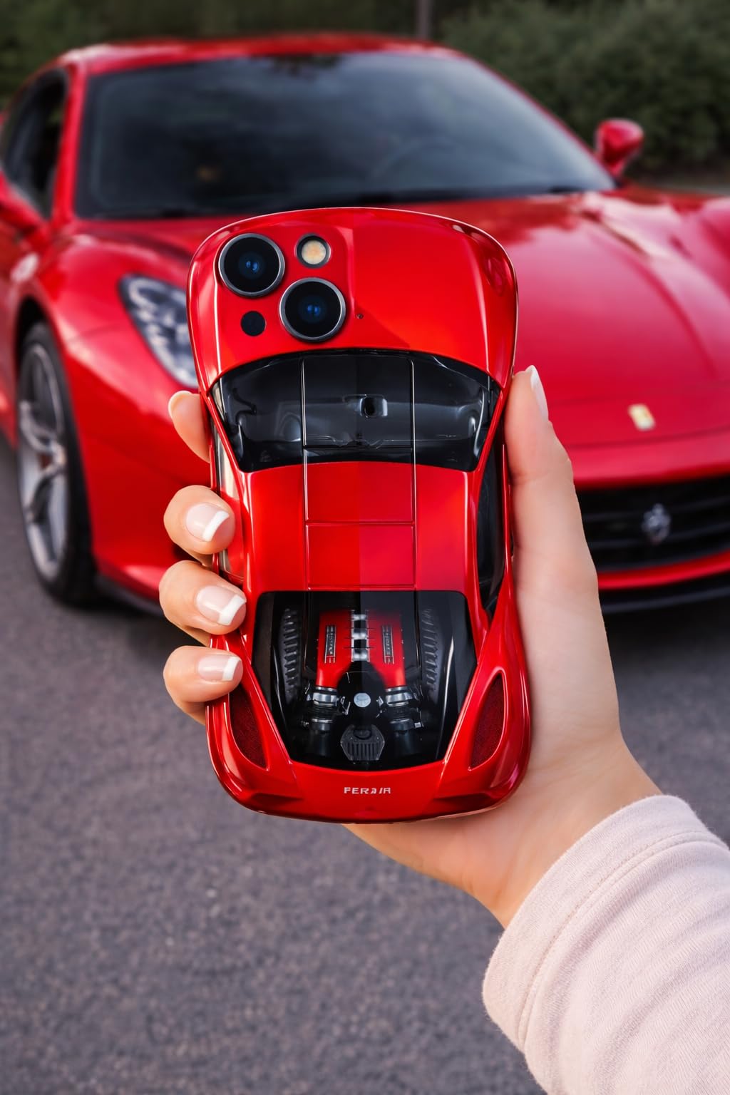 Premium Luxury Super Sports Car Phone Case Automotive Curvy 3D Racing Back Cover For Car Enthusiast - Shine Red