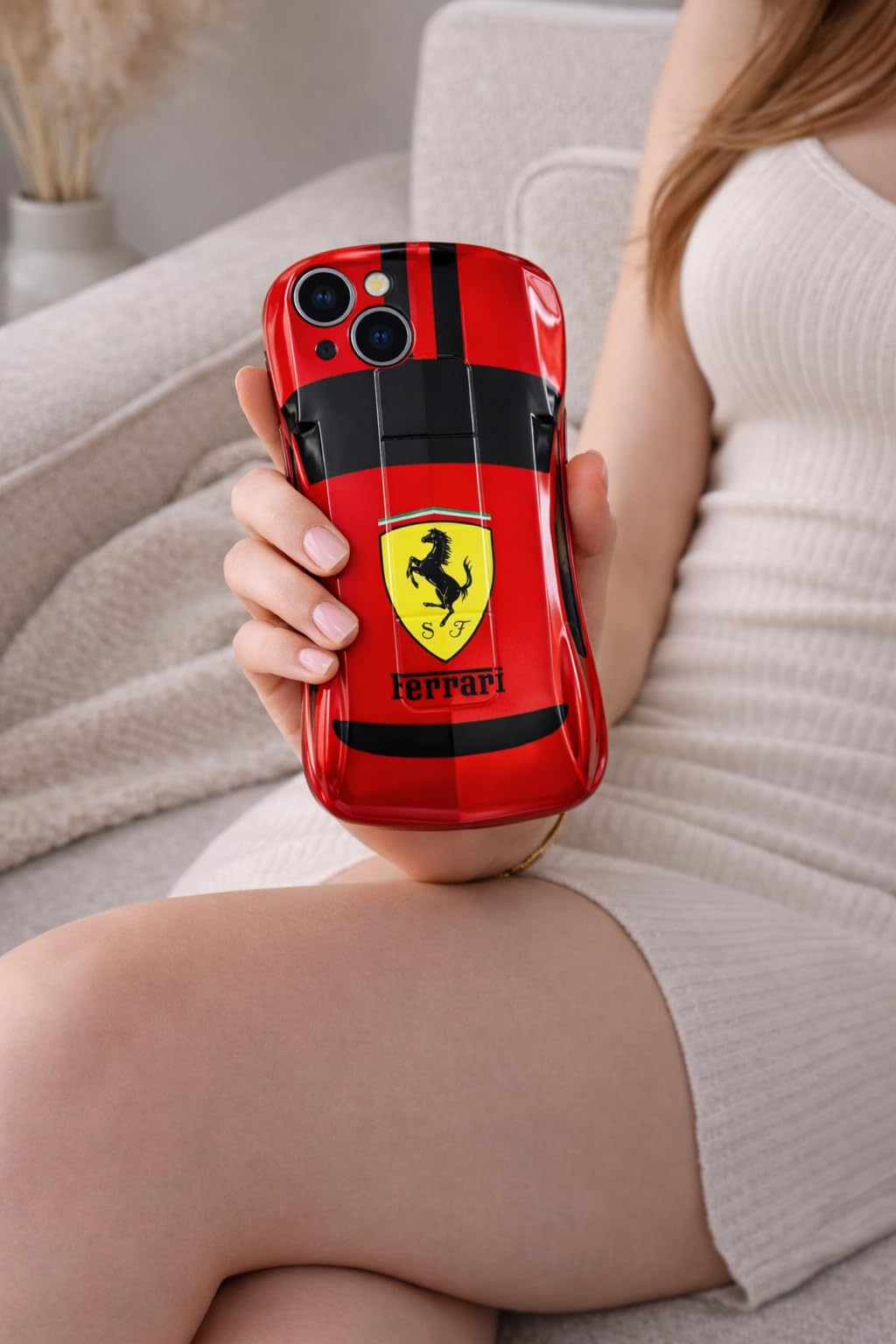 Premium Luxury Super Sports Car Phone Case Automotive Curvy 3D Racing Back Cover For Car Enthusiast - Speed Red