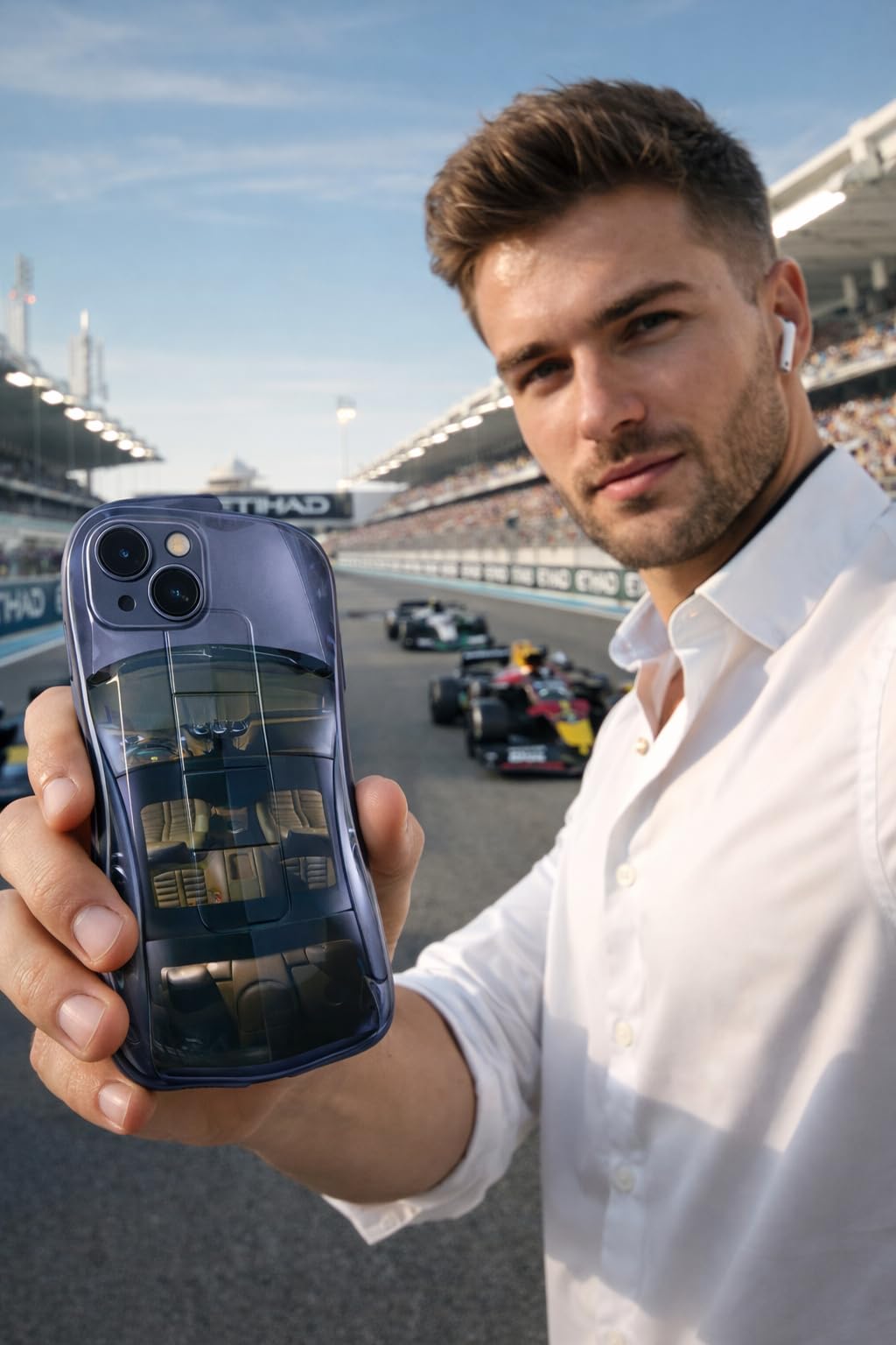 Premium Luxury Super Sports Car Phone Case Automotive Curvy 3D Racing Back Cover For Car Enthusiast - Speed Blue
