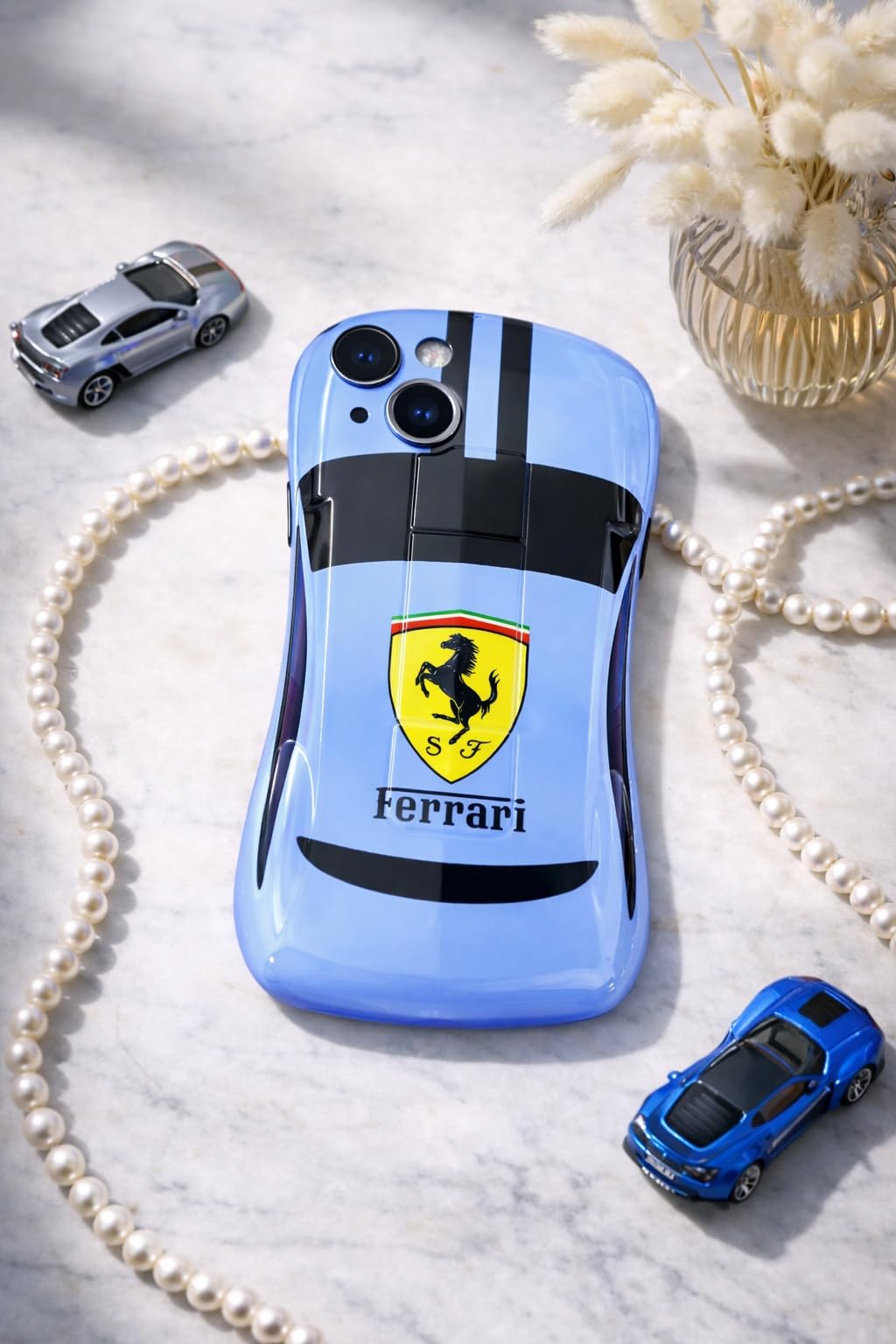 Premium Luxury Super Sports Car Phone Case Automotive Curvy 3D Racing Back Cover For Car Enthusiast - Blue