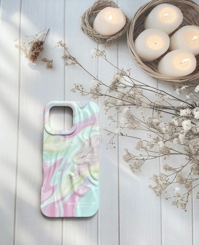 3D Premium Rainbow Pastel Swirl Design Luxury Texture Trendy Retro Cute Colorful Artistic Wrinkle Case
