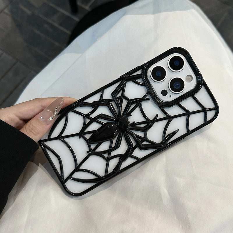 Spiderman Web Silicone 3D Cartoon Clear Phone case,Minimal Hollow Out Electroplated Heat Dissipation Metallic Paint Cover