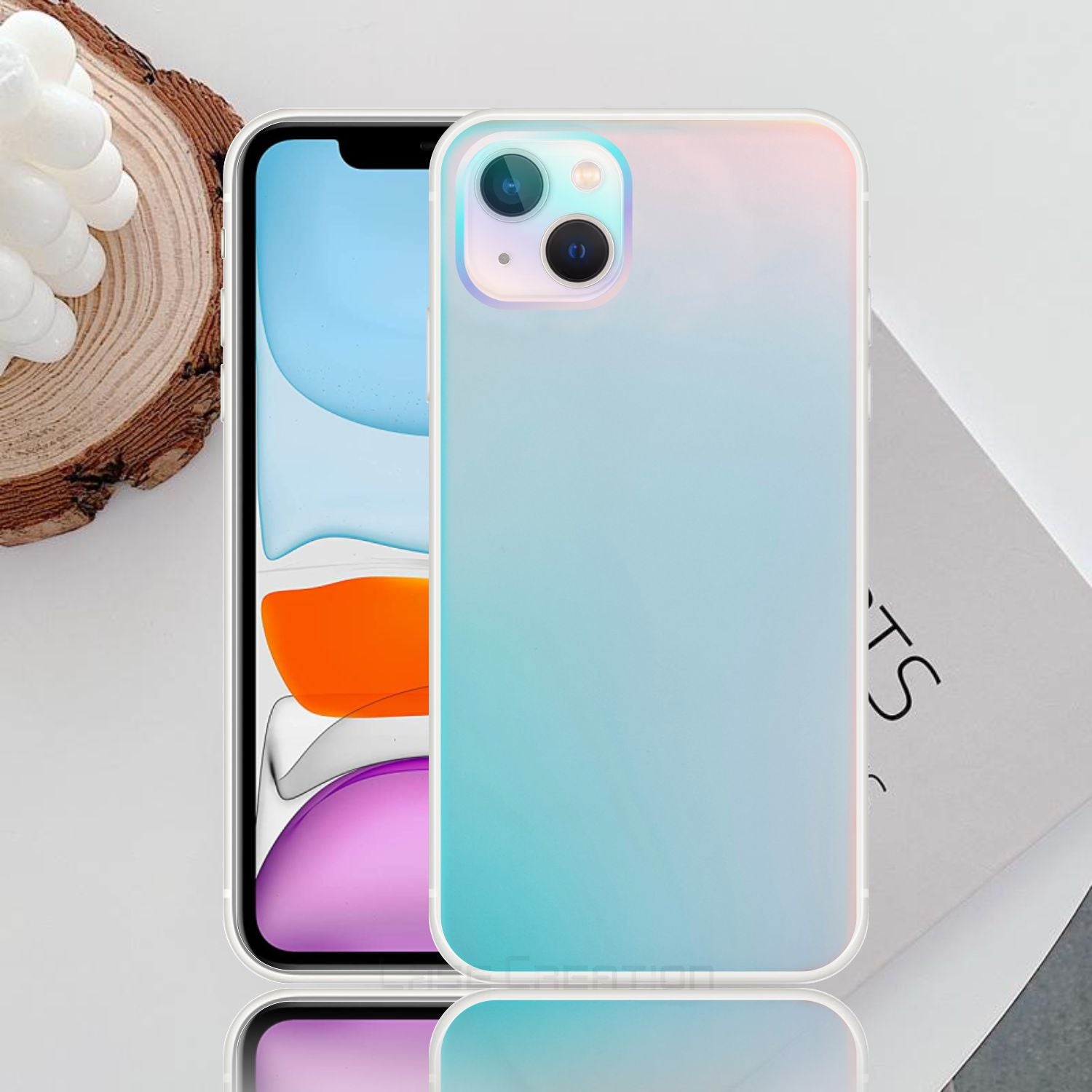 Holographic Clear Super Slim Apple 3D Color Changing Fashion Cool Reflective Hard Back Cover