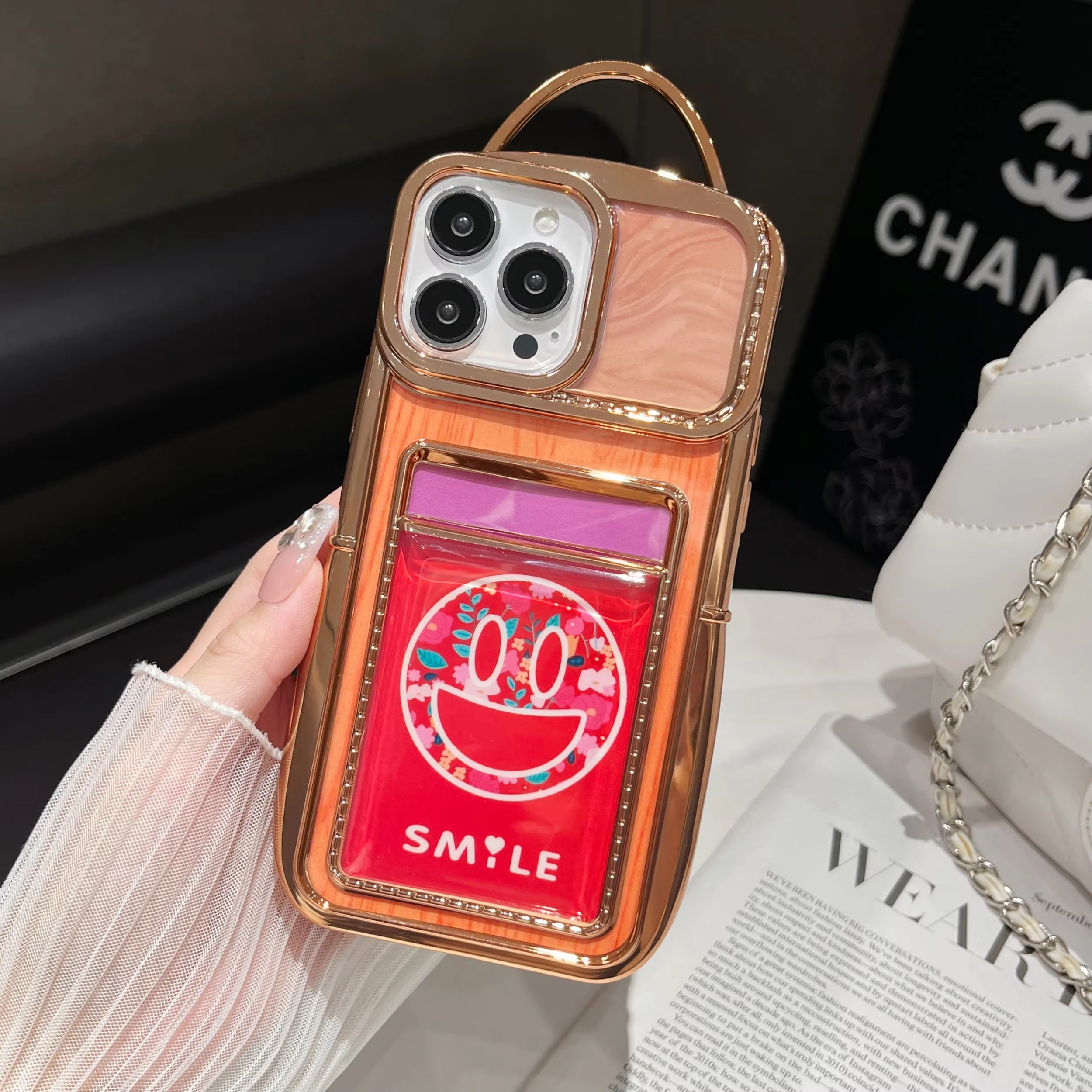 Luxury Plating Fashion Clear Backpack Wallet Photo Card Slot Electroplated Phone Bag Style Case