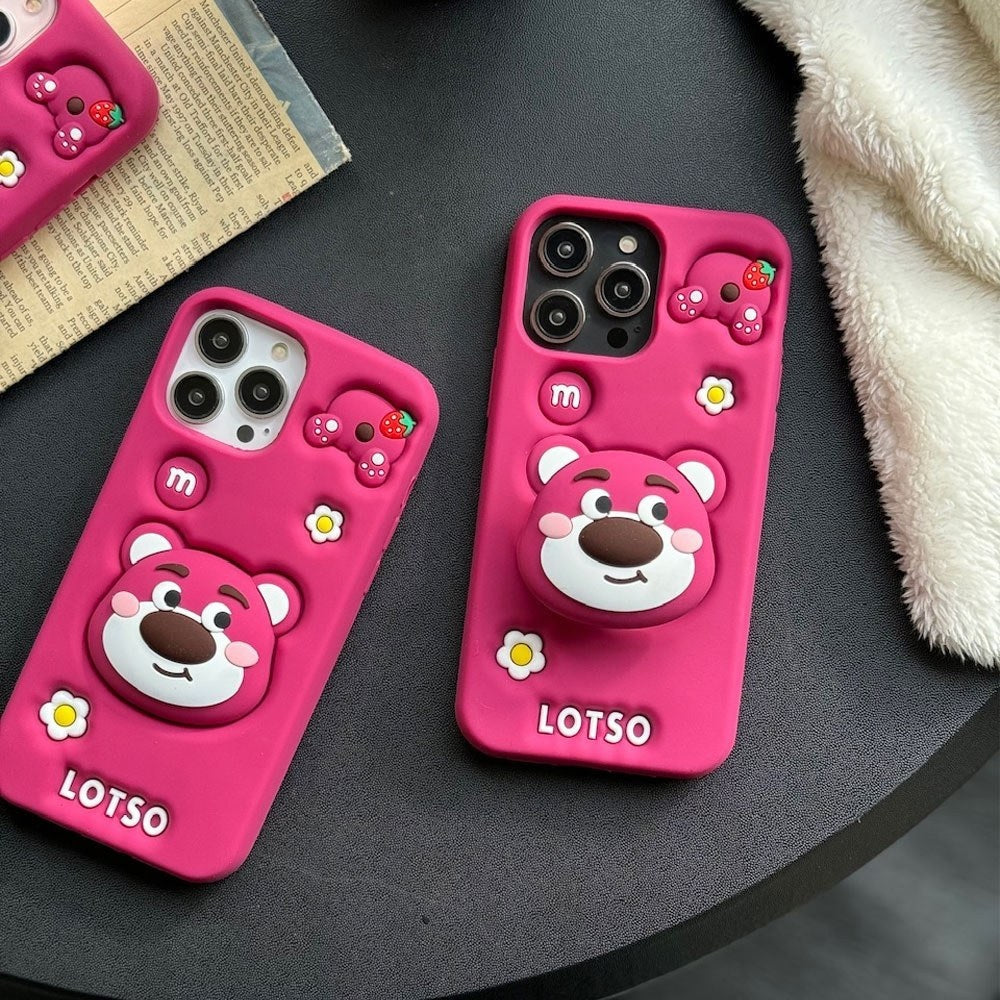 3D Cartoon LOTSO Bear Huggin Strawberry Toy Story Walt Case with Holder