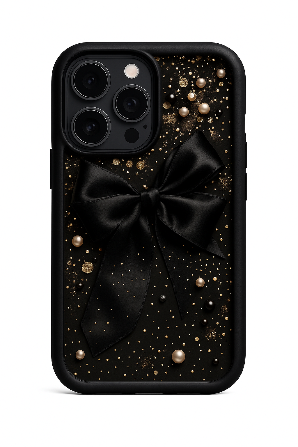 3D Hot Black Bow Glitter Minimalist Pearl Ribbon Cute Design Silicone Aesthetic Print Case