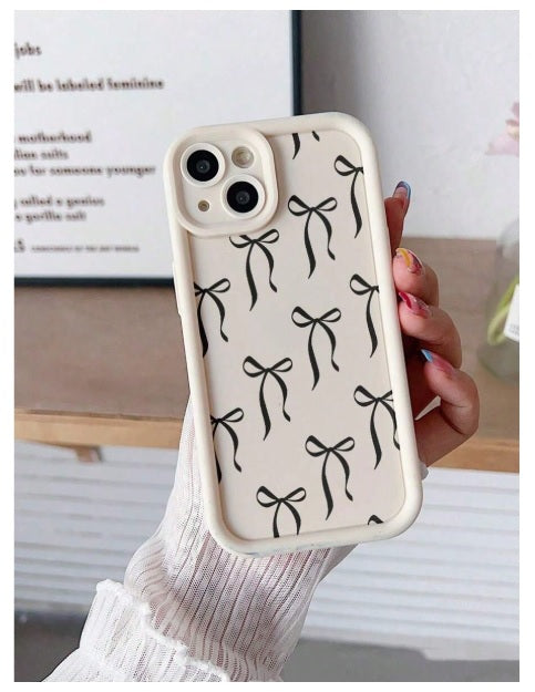 3D Cute Bow Ribbon BowKnot Hot 3D Cream Beige Coquette Design Back Case Cover