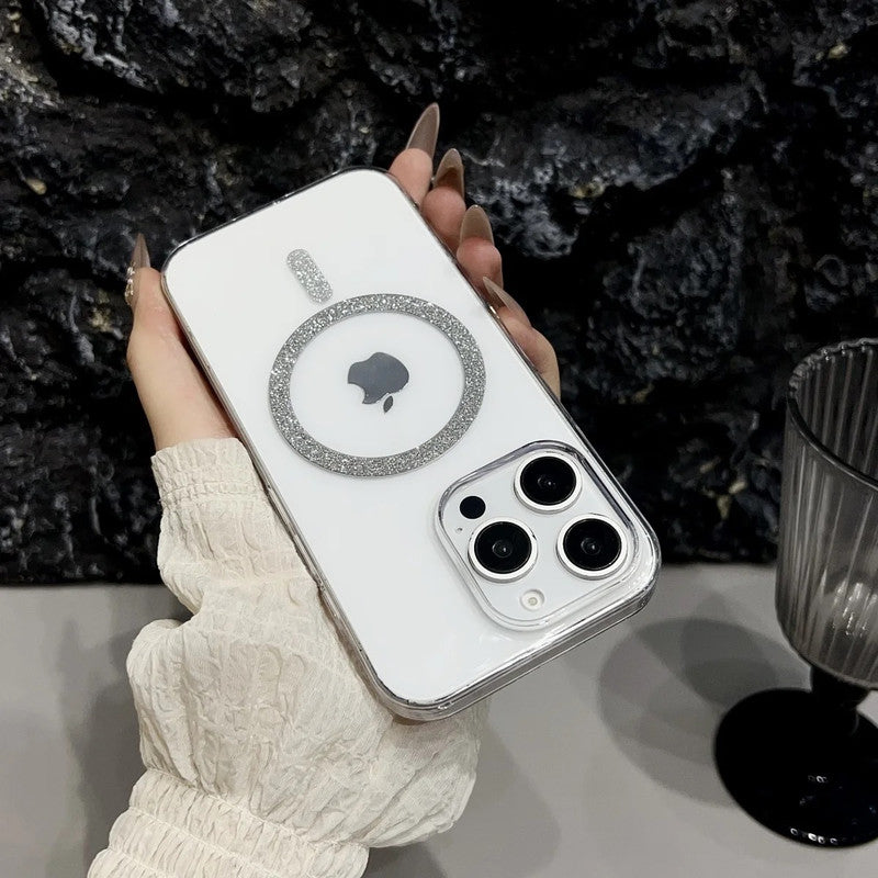 Magnetic Glitter Hard Crystal Clear Sparkle Bling Phone Case