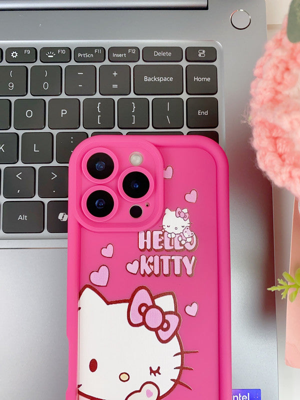 Cute Kitty Cat Pattern Hot 3D Teddy Print Bow Design Soft TPU Silicone Fashion Aesthetic Print Cover