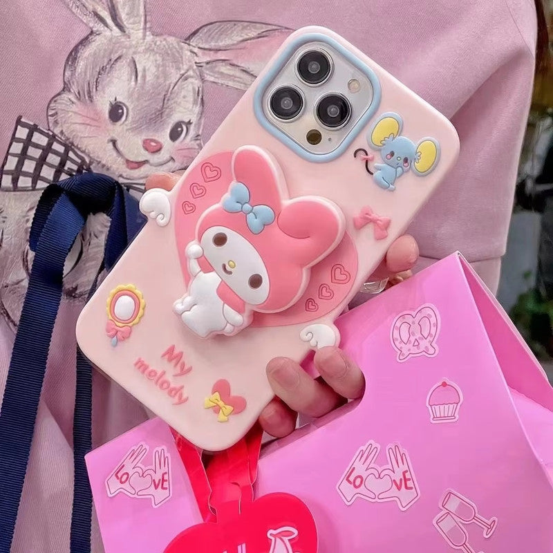 Cute 3D My Melody Cinnamoroll Cartoon Adorable Kitty Pink Bunny Pop Case