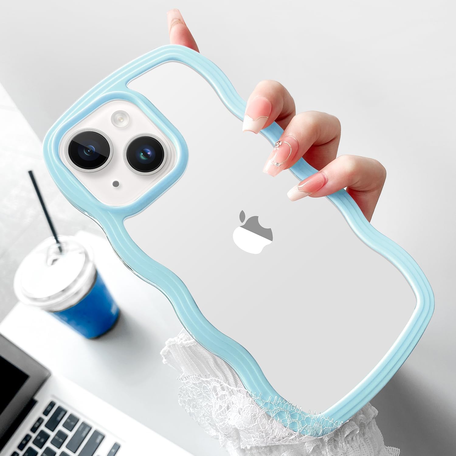 3D Curly Wave TPU Transparent Colorful Frame Bumper Case