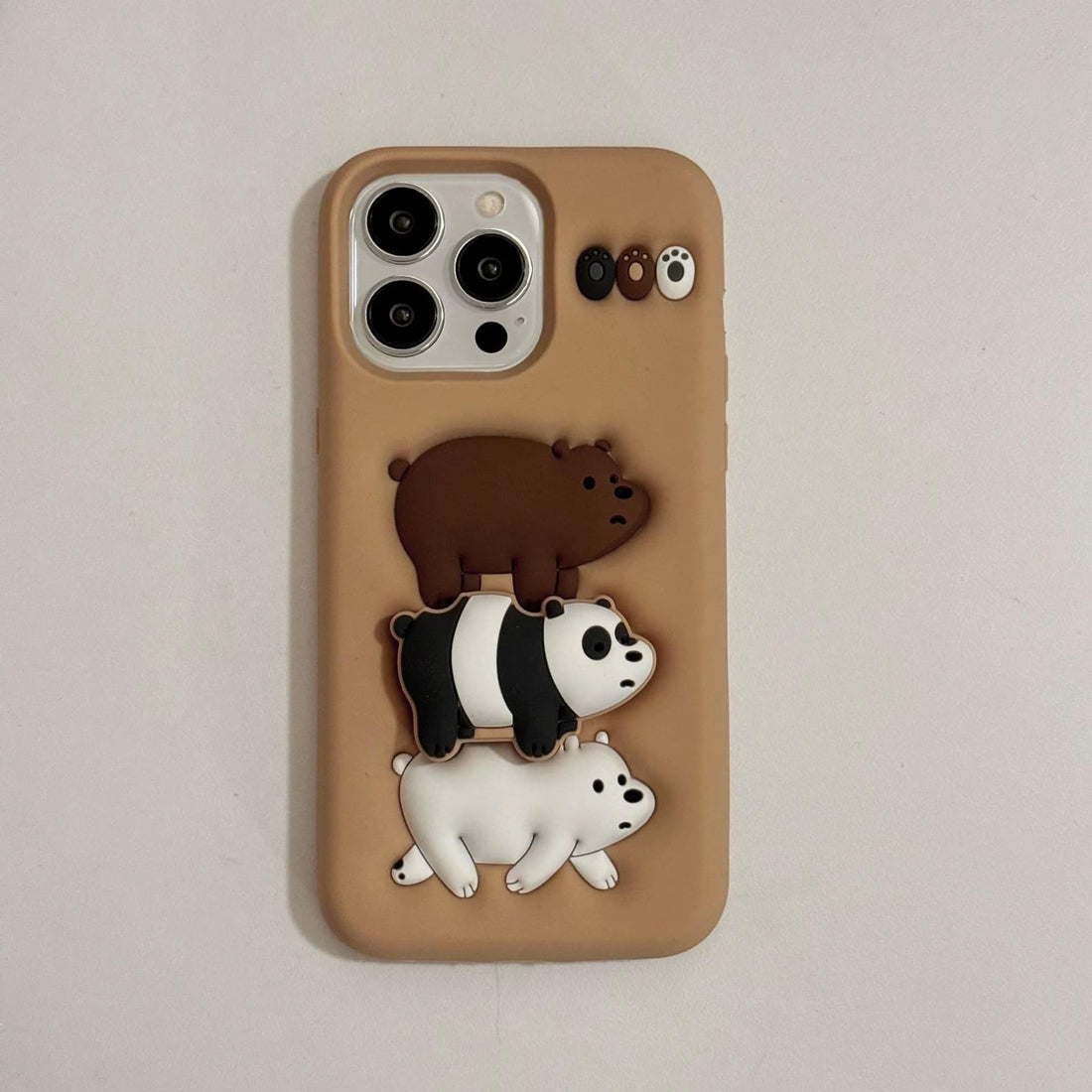 3D Cartoon Kawaii Chubby Panda Bear Case We Bare Bears Panda Family Cover With Stand
