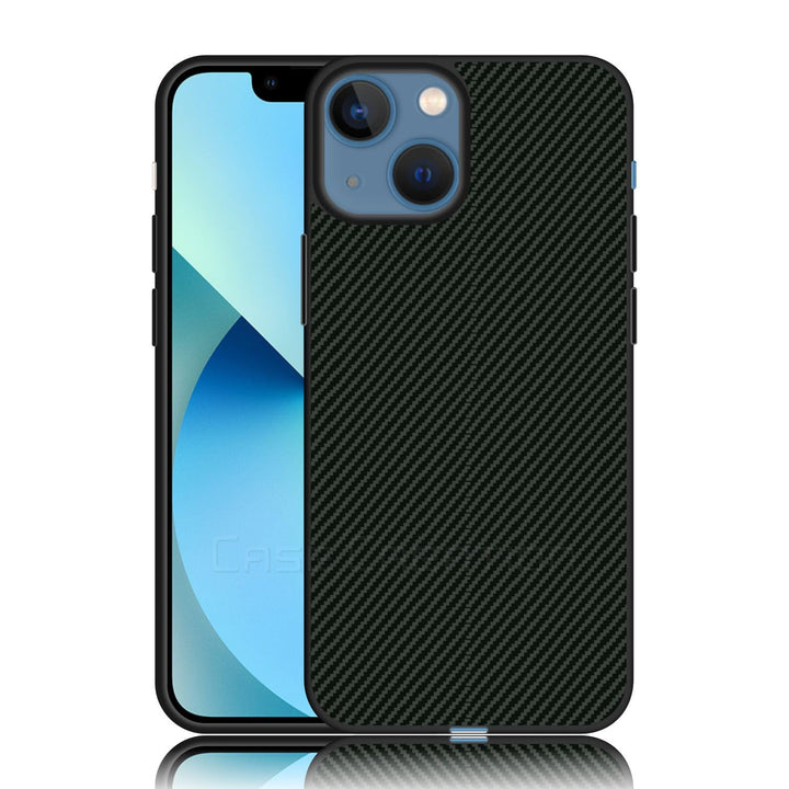 Carbon Fibre Texture Hard Leather Case Military Grade Drop Protection Rugged Armour Back Case - Olive Green