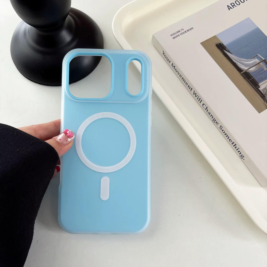 Detachable 2-in-1 Ultra-Hybrid Translusent Neon Back Case Magnetic Magsafe Charging Compatible Pastel Slim Cover - Blue
