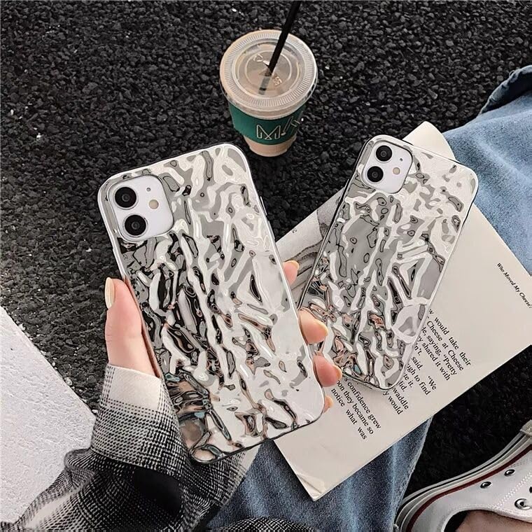 3D Foil Pleated Designer Wrinkle Glitter Sparkly Fashion Cover - Shinny Silver