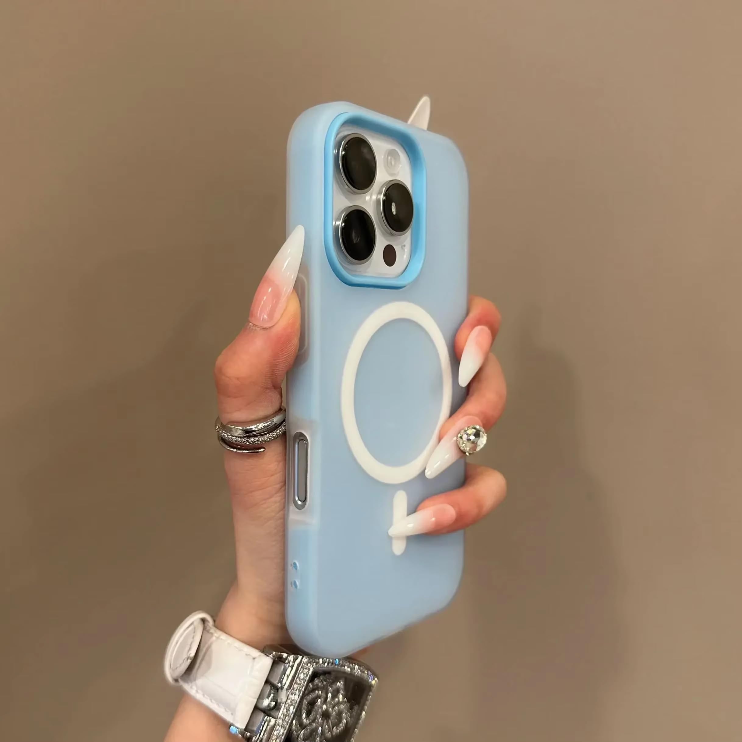 Detachable 2-in-1 Ultra-Hybrid Translusent Neon Back Case Magnetic Magsafe Charging Compatible Pastel Slim Cover - Blue