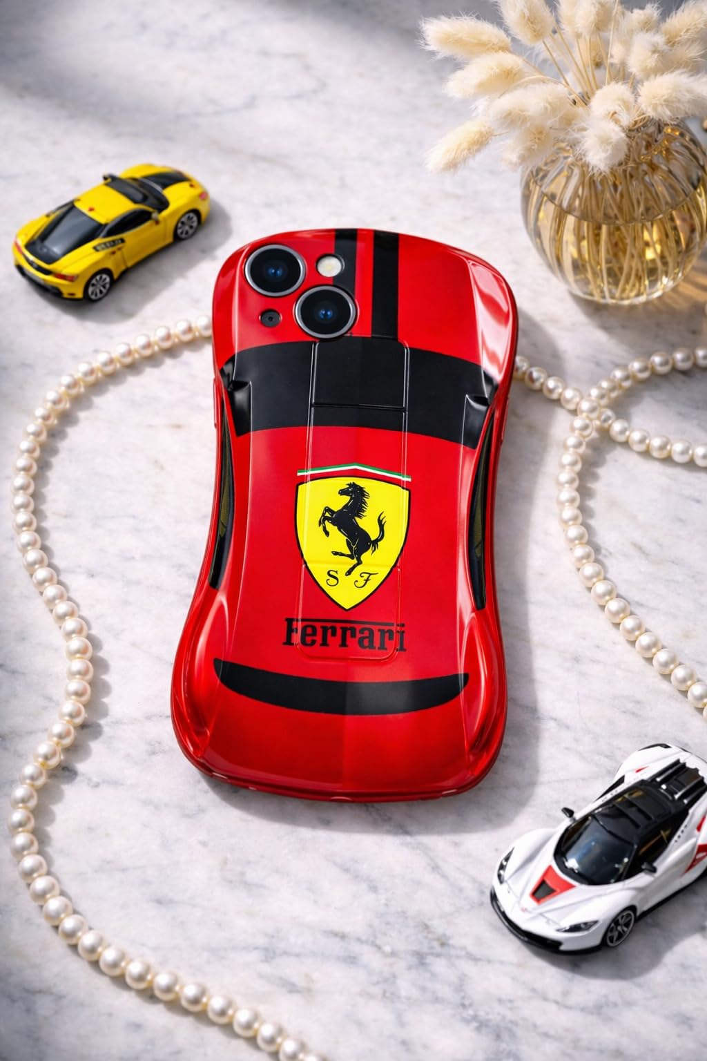 Premium Luxury Super Sports Car Phone Case Automotive Curvy 3D Racing Back Cover For Car Enthusiast - Speed Red