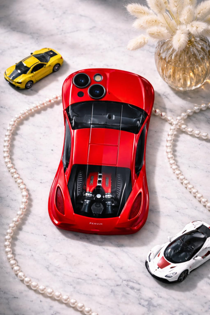 Premium Luxury Super Sports Car Phone Case Automotive Curvy 3D Racing Back Cover For Car Enthusiast - Shine Red