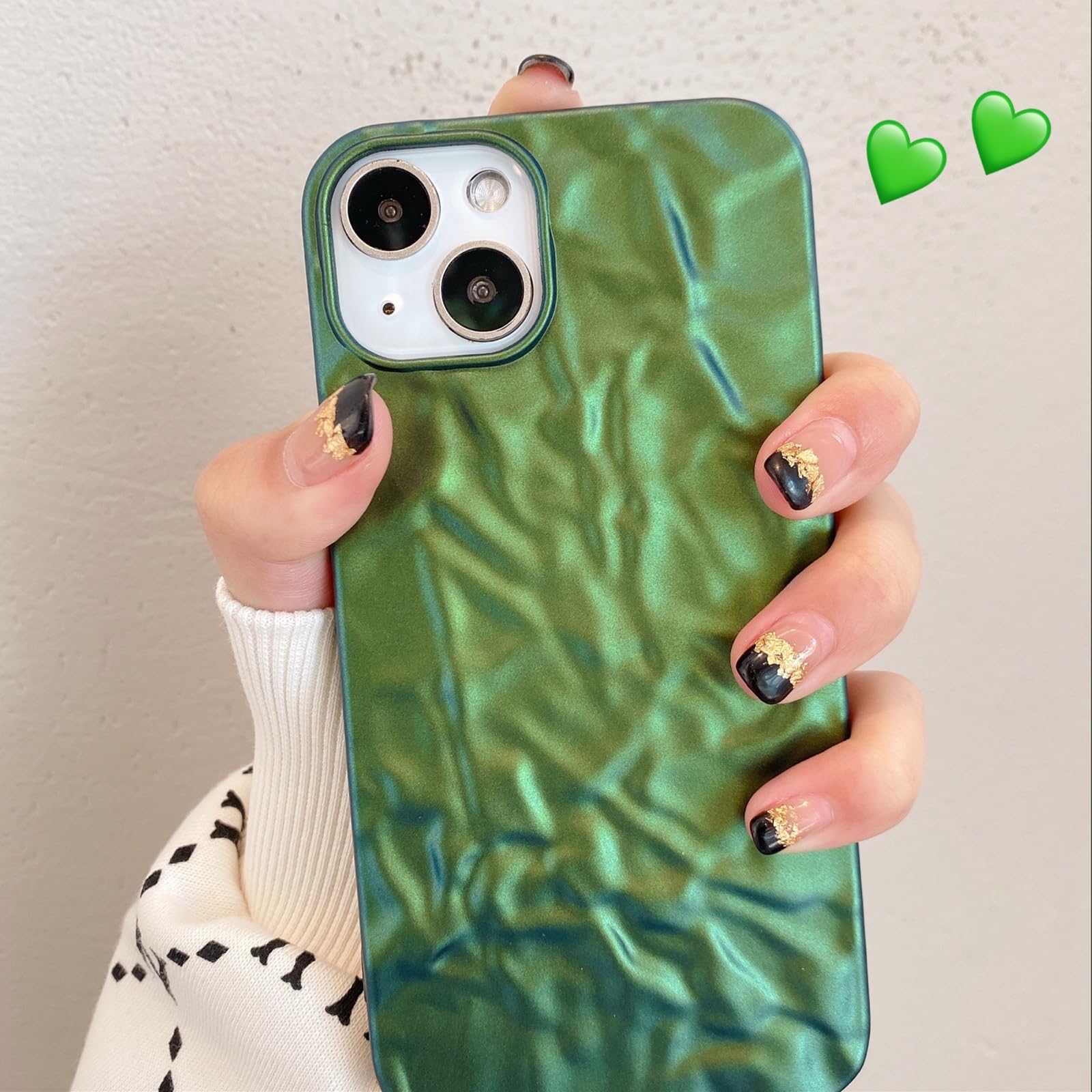3D Foil Pleated Designer Wrinkle Glitter Sparkly Fashion Cover - Shinny Green