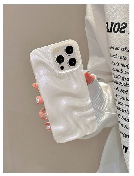 White Pearl Swirl Hot Minimalist Faux Wave Cute Design Aesthetic Glossy Case