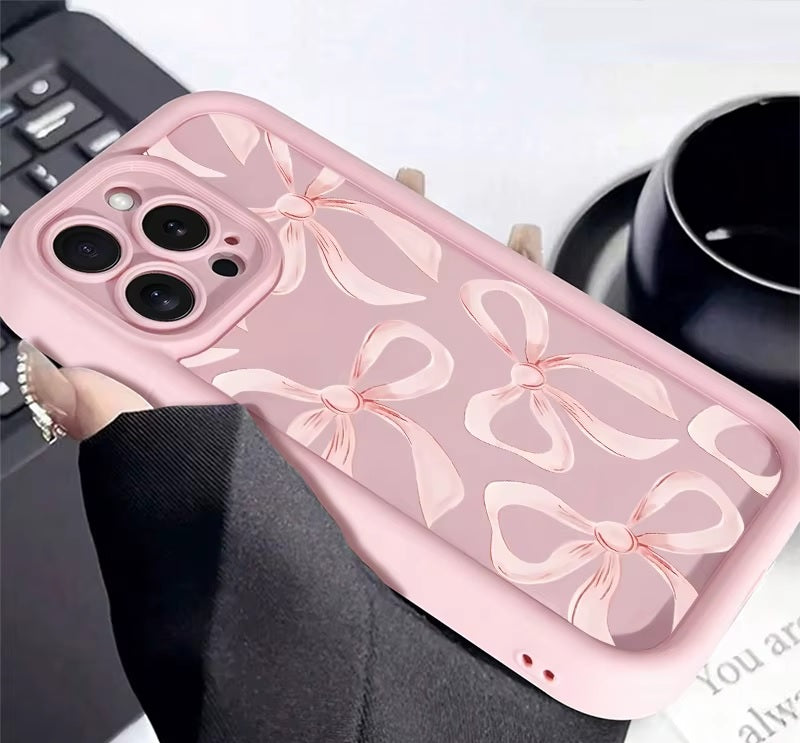 3D Cute Pink 4 Bow Hot Pastel Pink Bow Knot Ribbon Design Aesthetic Print Cover