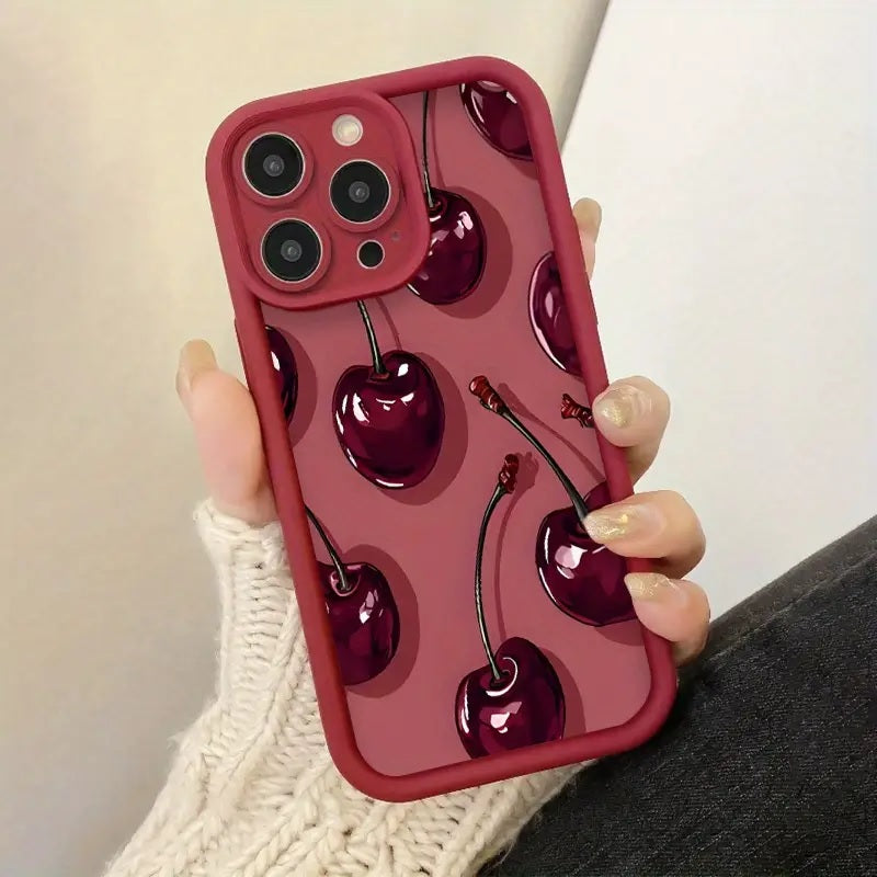 3D Hot Wild Red Cherry Wine Fruit Berry Cute Design Silicone Aesthetic Print Case