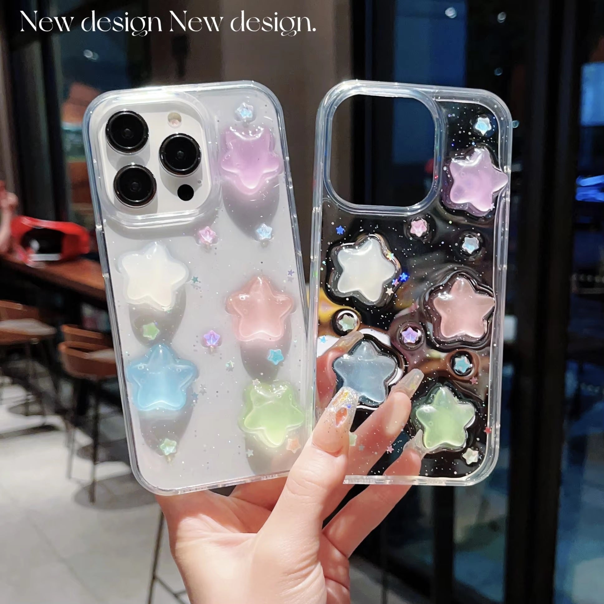 Luxury Translucent Colorful Cute Stars Resin Phone Case