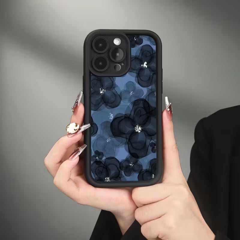 3D Floral Sparkling Hot Flower Black Cute Design Aesthetic Print Cover