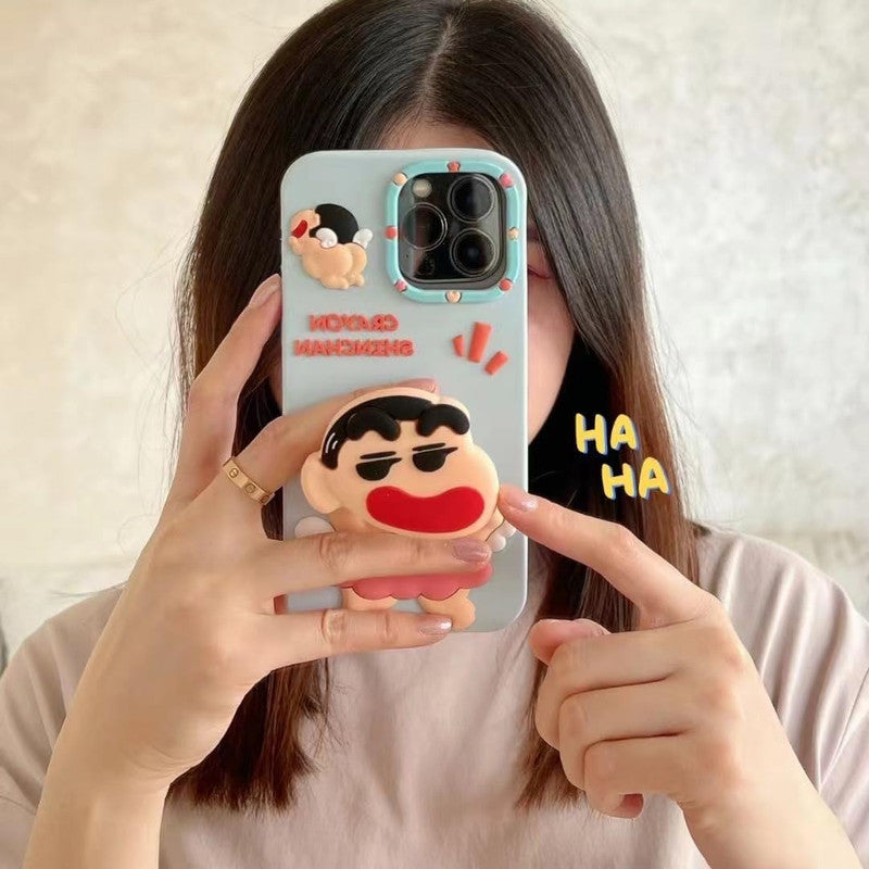 3D Cute Cartoon Crayon Shin-Chan Japanese Anime Cool Pop Phone Holder Kawaii Case