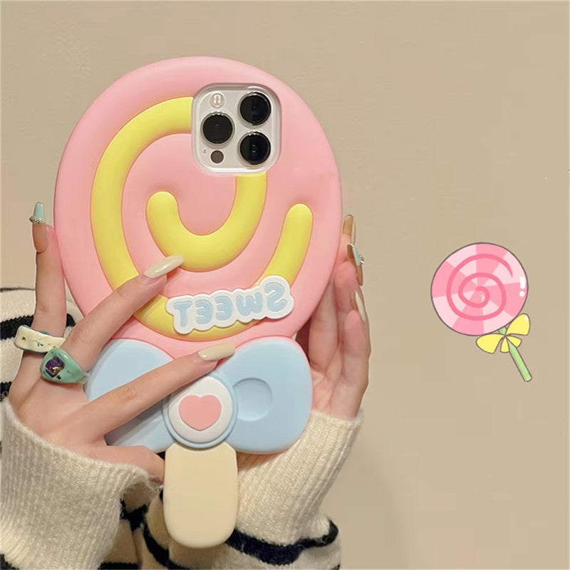 3D Cute Cartoon Lollipop Cotton Candy Sweetheart Pop Sweet Case