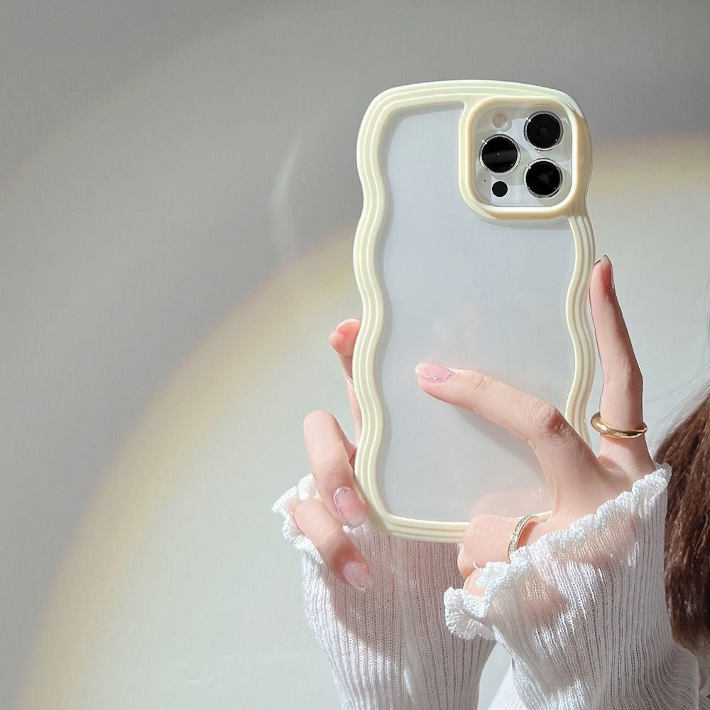 3D Curly Wave TPU Transparent Colorful Frame Bumper Case
