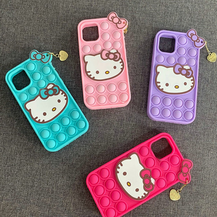 Push Pop Hello Kitty Cat Love Bubble Fidget Toys Game Stress Relief case