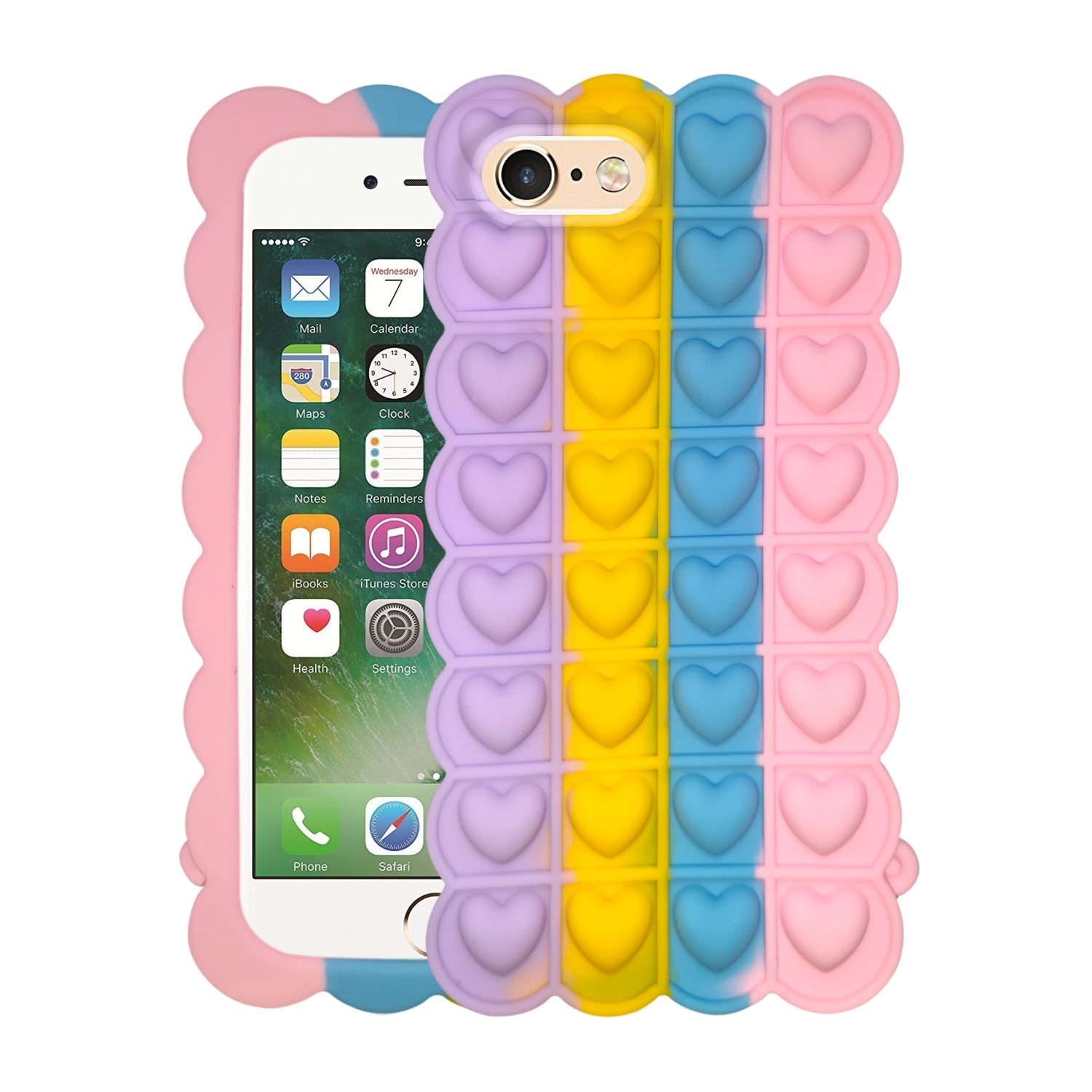 Push Pop Heart Love Bubble Fidget Toys Game Stress Relief case