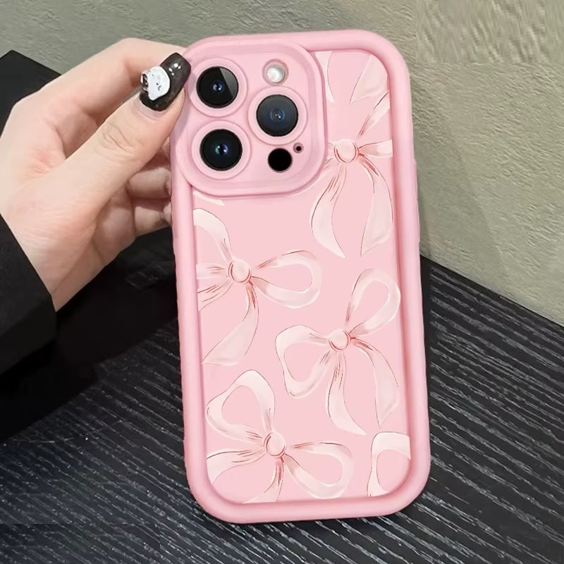 3D Cute Pink 4 Bow Hot Pastel Pink Bow Knot Ribbon Design Aesthetic Print Cover