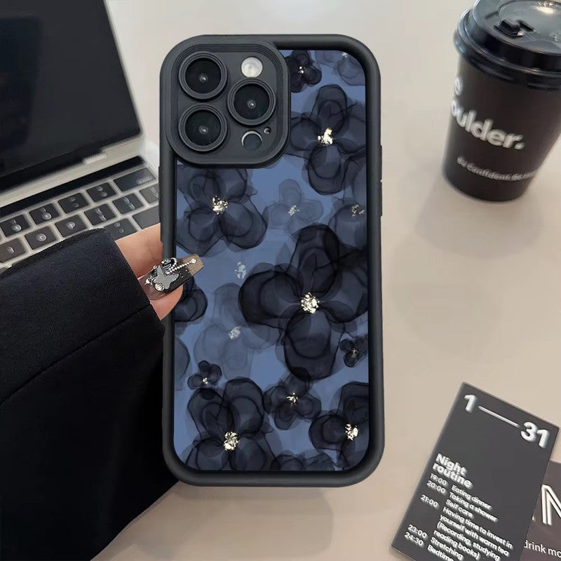 3D Floral Sparkling Hot Flower Black Cute Design Aesthetic Print Cover