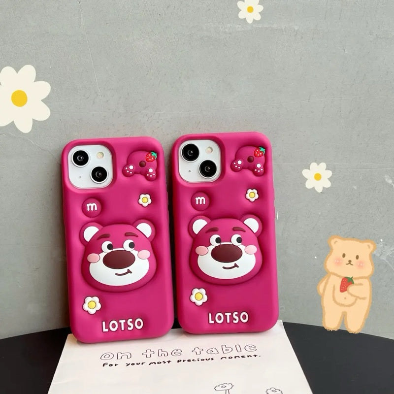 3D Cartoon LOTSO Bear Huggin Strawberry Toy Story Walt Case with Holder