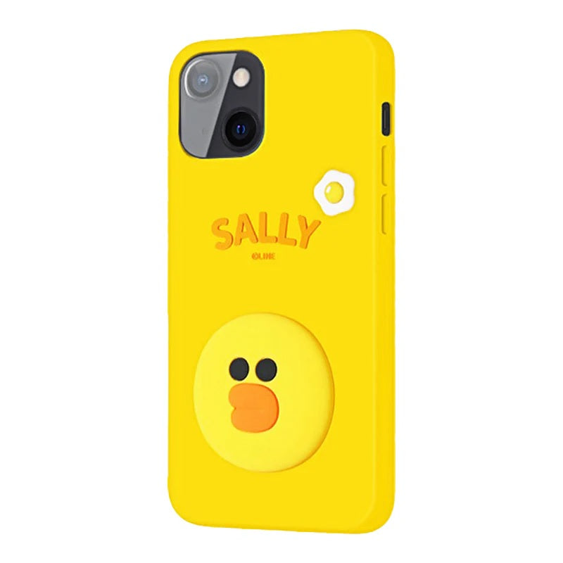 3D Cartoon Line Friends Sally Cute Soft Silicone Grip Pop with Holder Yellow Case