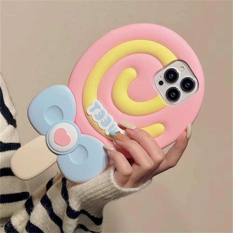 3D Cute Cartoon Lollipop Cotton Candy Sweetheart Pop Sweet Case