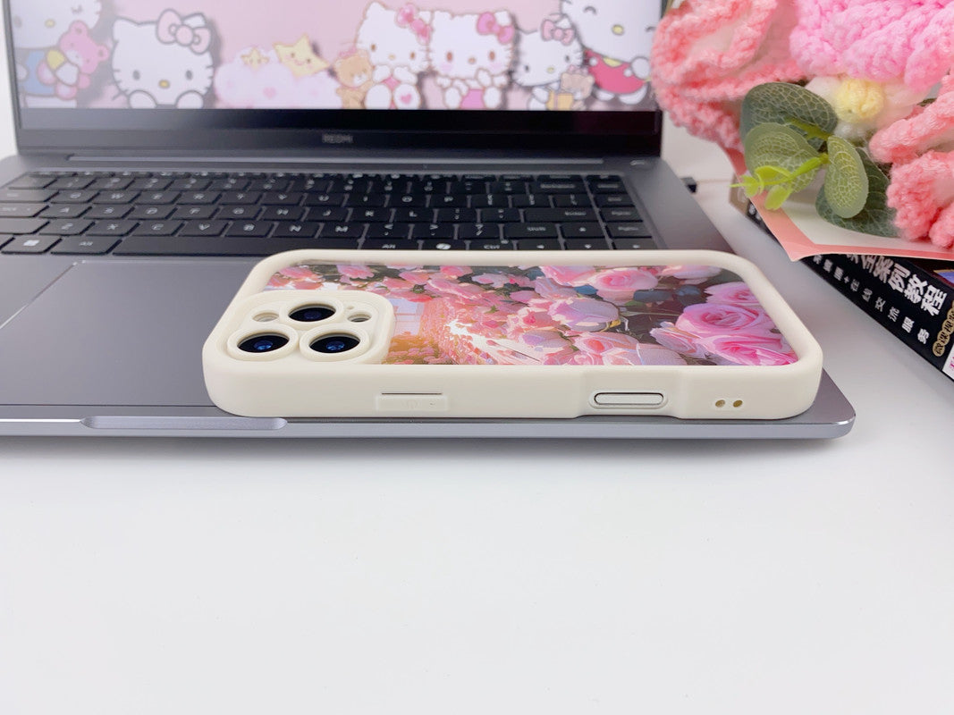 White Rose Hot 3D Pastel Pink Buds Floral Bunch Cute Print Design Aesthetic Case