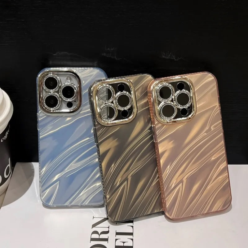 Hot Diamond Laser Gradient Glitter Camera Lens Protection Colorful Phone Shell Rose Gold Case